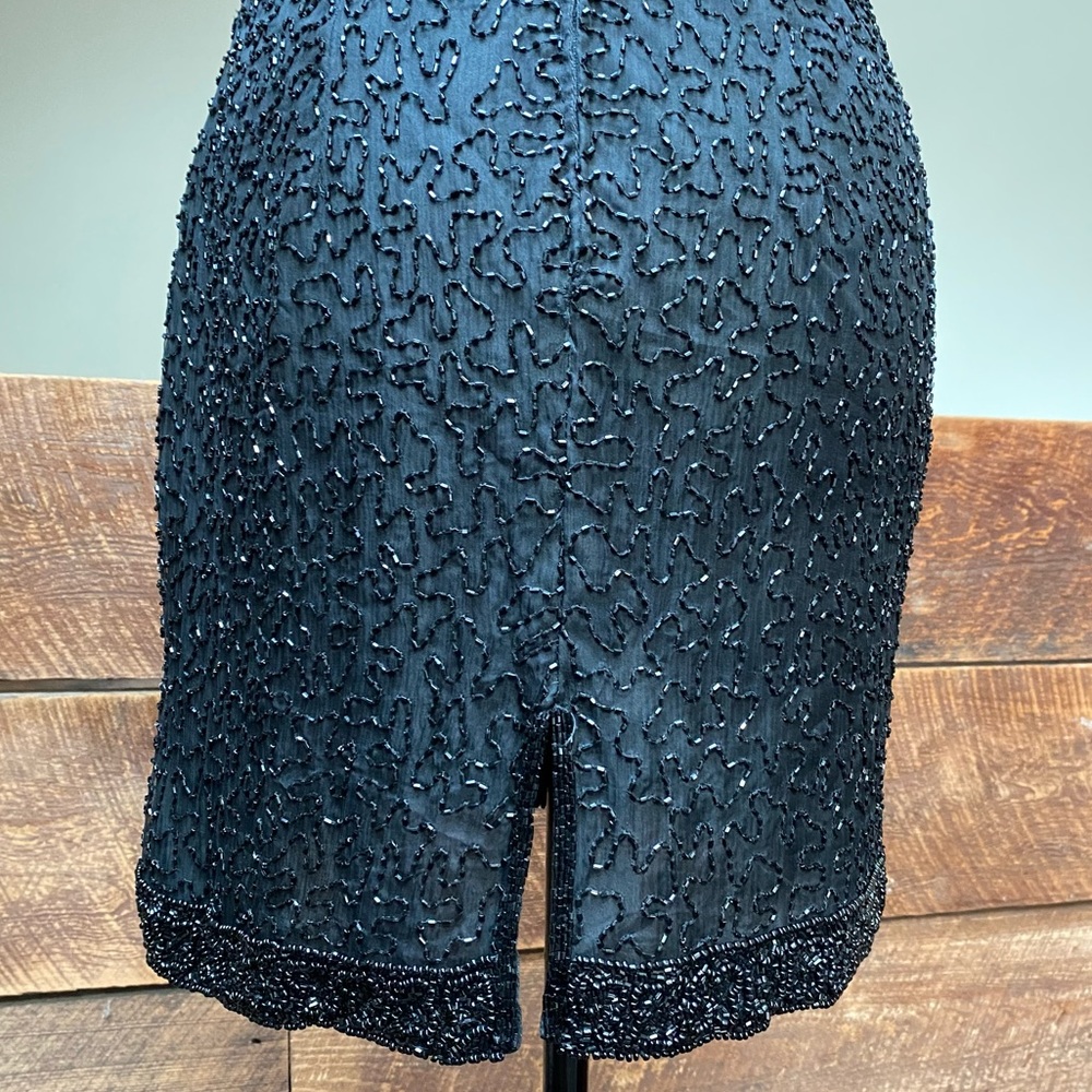 ✨HP✨ Vintage Laurence Kazar Beaded Silk Cocktail Dress - Picture 10 of 14